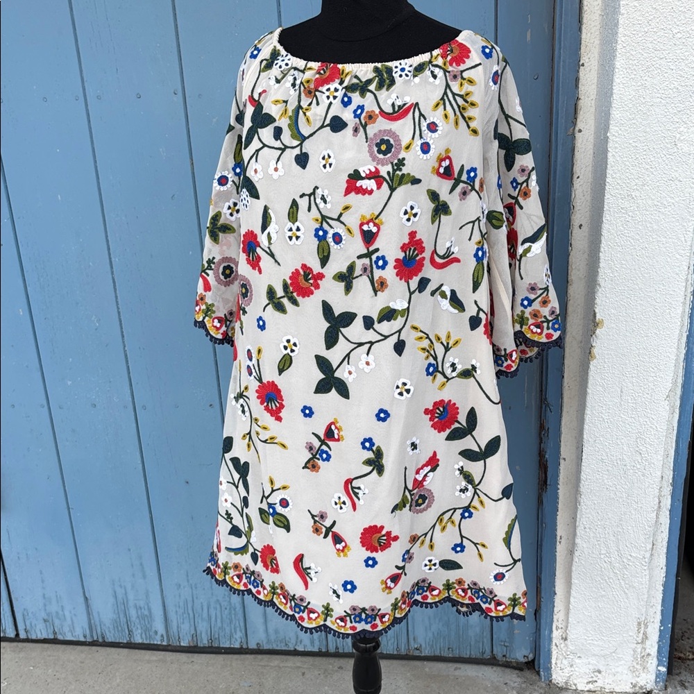 Alice + Olivia Multicolor Embroidered Long Sleeve Dress